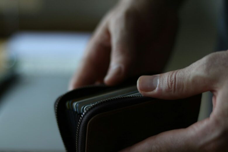 Wallet and credit cards representing joint finances during a divorce